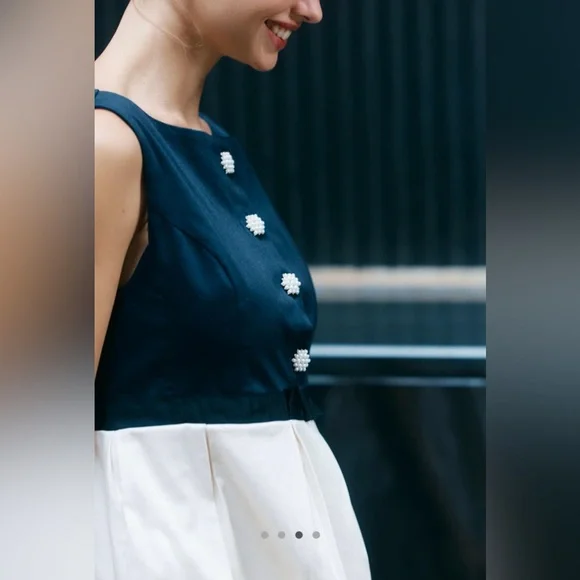 NWT By Anthropologie Sleeveless Boat-Neck Babydoll Mini Dress, Size M - Picture 3 of 7